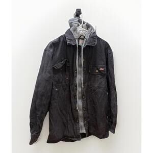 Dickies Hooded Work Jacket Black Gray L/G 42–44 Button Front